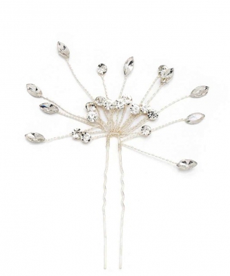 Crystal Accent Wired Bridal Hair Stick  HM300099 SILVER